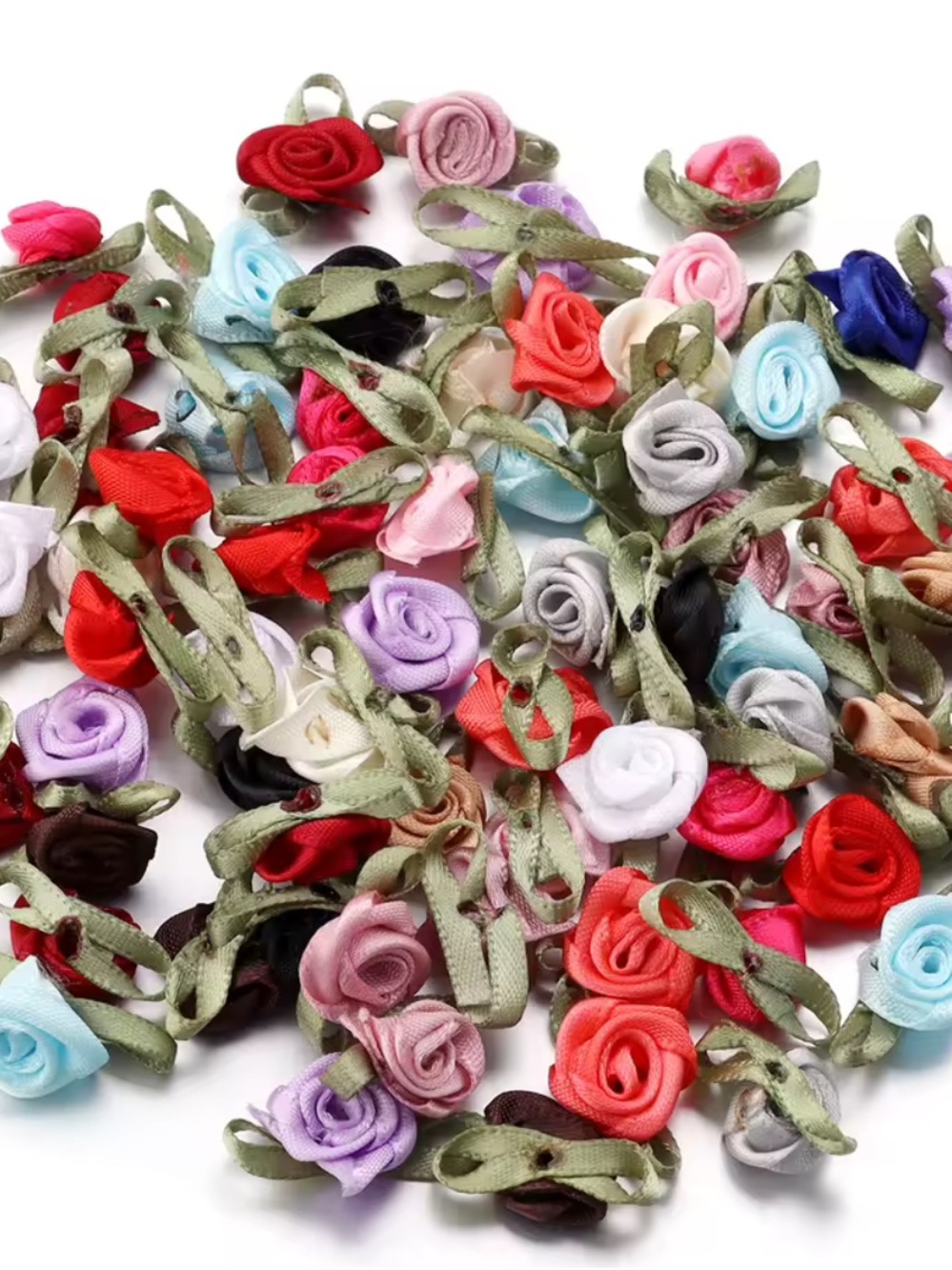 25 pieces mixed color silk ribbon roses gift packing dress decor wedding decor